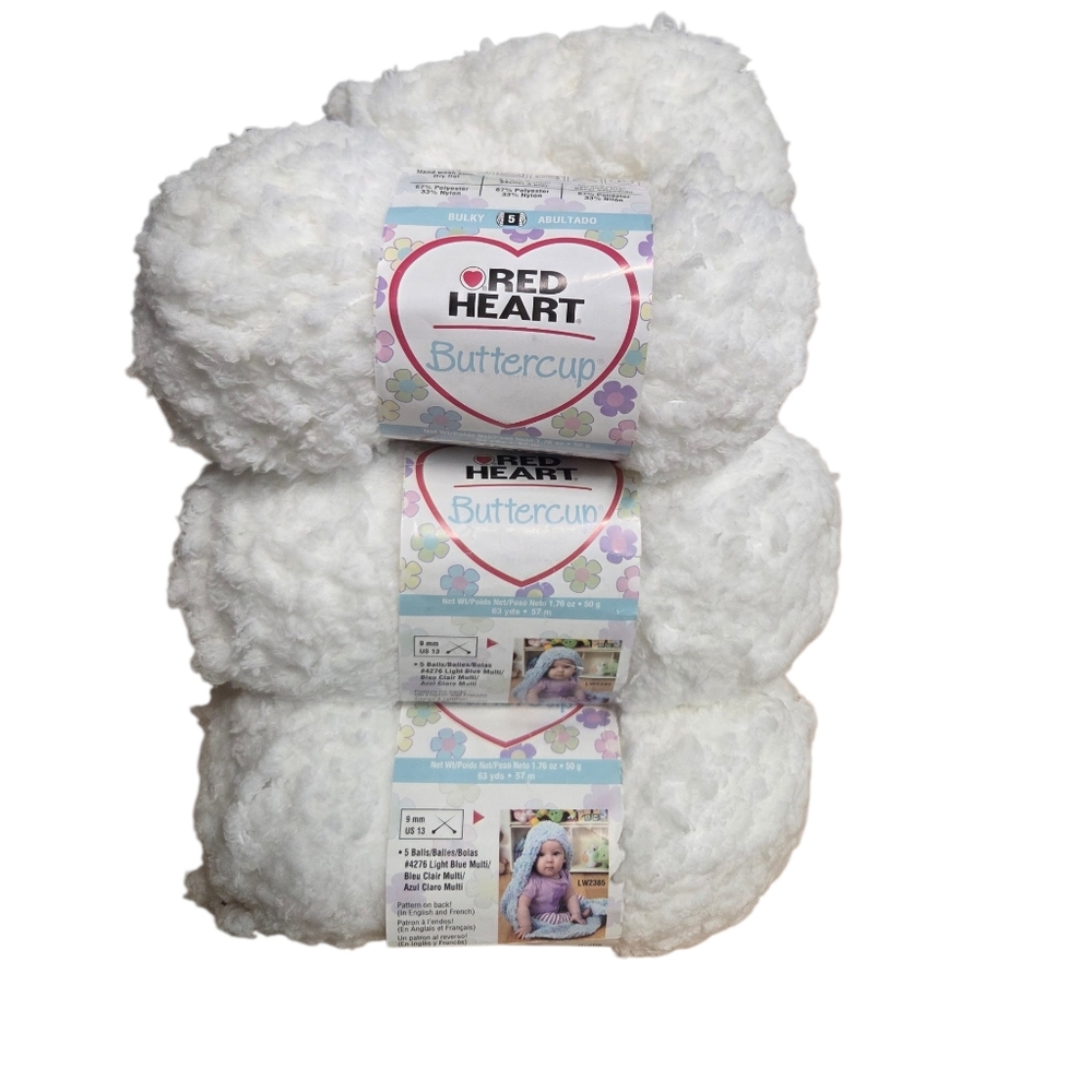 Red Heart Buttercup DISCONTINUED “White” - New Lot Of Seven Skeins Crochet Knit - Picture 1 of 10